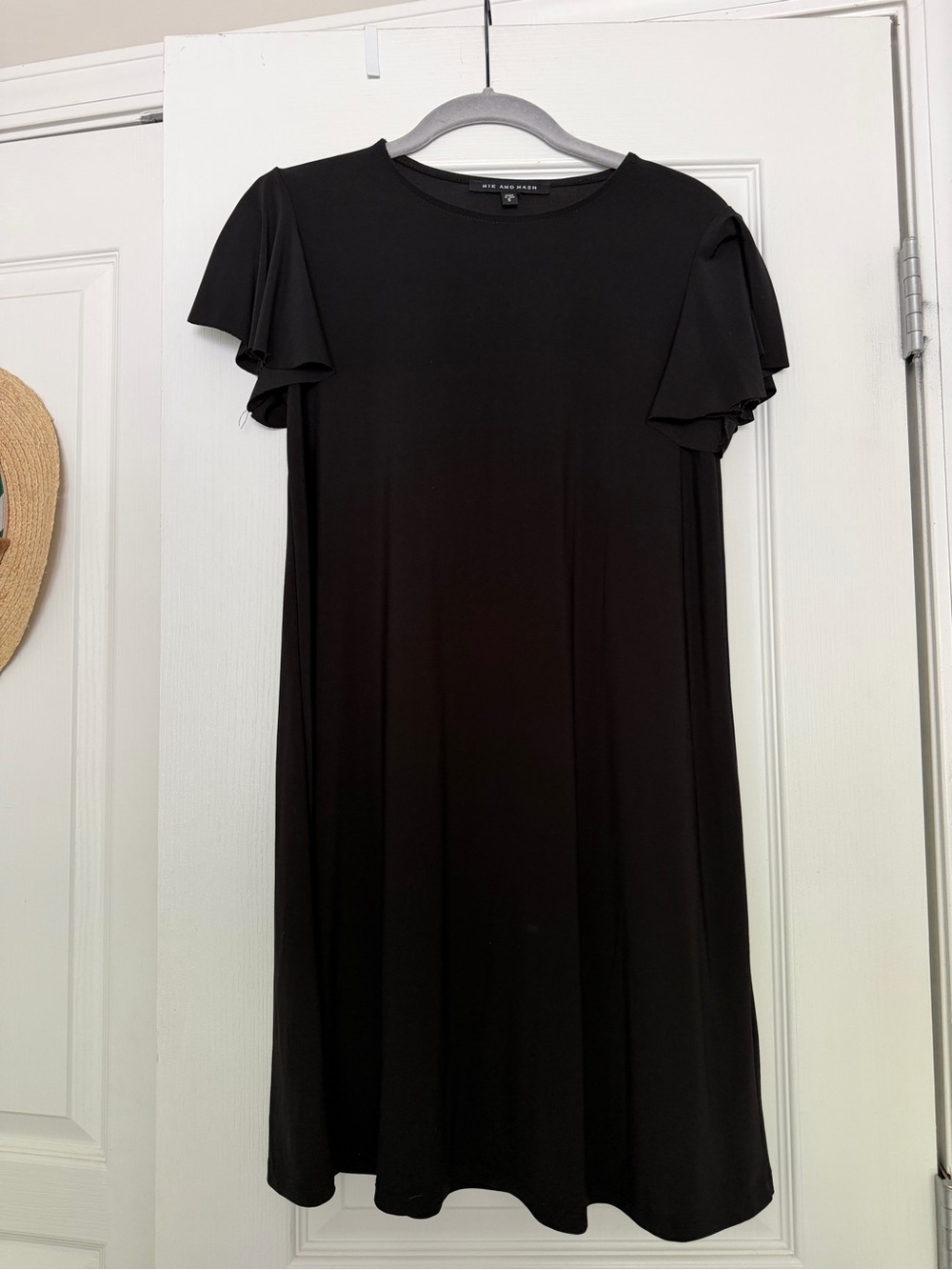 Nik and Nash black dress with ruffle sleeves, size S